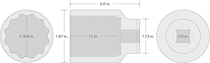 TEKTON 1/2 Inch Drive x 1-3/8 Inch Deep 12-Point Socket | SHD23235