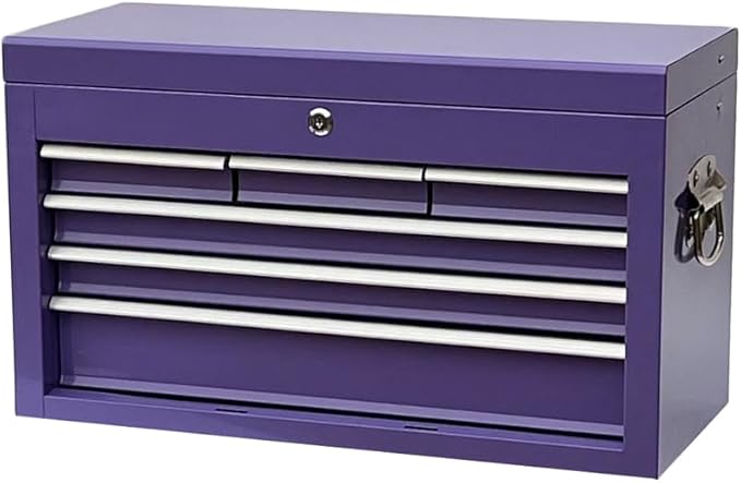 Workington Portable Metal Tool Chest with 6 Drawers, 24" 6-Drawer Tool Chest Cabinet with Ball Bearing Drawer Slides, Steel Tool Storage Box Organizer 4005 Purple