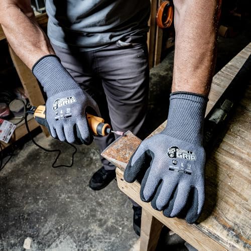 Gorilla Grip A1 Precision Grip Work Gloves, Medium, 1 Pair, Gray