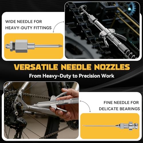 Ecarke Grease Gun Coupler Kit, 12000 PSI High Pressure Quick-Release Coupler, 90 Degree Grease Gun Coupler Adapter & 2 Grease Needle Tips for Greasing Narrow, Tight & Deep Spaces
