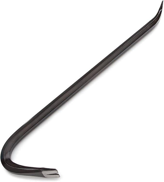 Edward Tools Gooseneck Wrecking Bar - Extra strength drop forged steel pry bar for easier demolition - Gooseneck for added ripping bar leverage - Nail puller end/chisel end - Rust proof (18 Inch)