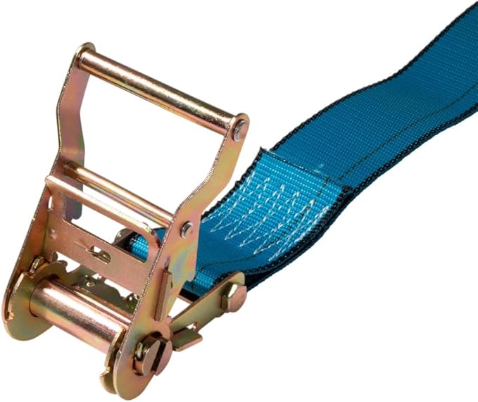 Mytee Products (50 Pack 2'' x 20' E Track Straps w/Spring E-Fittings - Blue Ratchet Etrack Straps w/Heavy Duty 4000 lbs Breaking Strength for Enclosed Trailers, Trucks & Vans