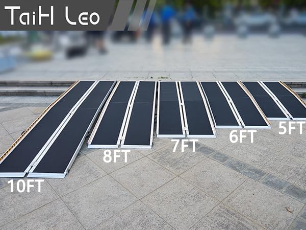 6 Feet Wheelchair Ramp, Non-Slip Aluminum Folded Handicap Ramp with Support Legs, Safer Door Threshold Wheelchair Ramps for Home, Wheel Chair Ramp for Home Steps, Stairs, Entry, Doorways