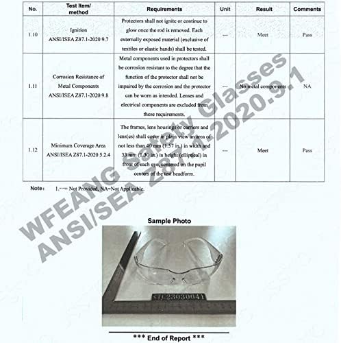 WFEANG 100 Pack Smoke Safety Glasses for Men Women, ANSI Z87.1 Work Glasses