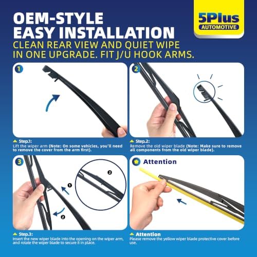 5 PLUS RearQuiet 12 Inch Rear Wiper Blade,OEM Replacement Rear Window Wiper