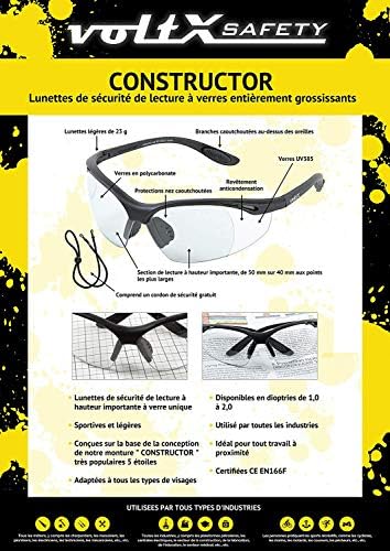 voltX CONSTRUCTOR Yellow Full Lens Reading Safety Glasses +2.0 Dioptre