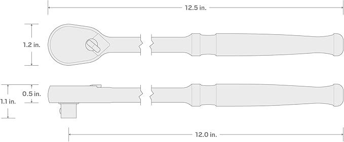 TEKTON 3/8 Inch Drive x 12 Inch Non-Quick-Release Long Ratchet | SRH01112