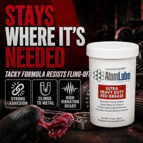 AtomLube Ultra Heavy Duty Red Grease, 2-Pack of 16 oz Jars