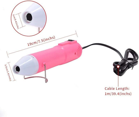 Heat Gun,mofa Embossing Mini Heat Gun,Hot Air Gun For Craft with Stand For DIY Embossing And Acrylic Paint Dryer,Multi-Purpose Electric Heating Nozzle 150W 110V (Pink,White)