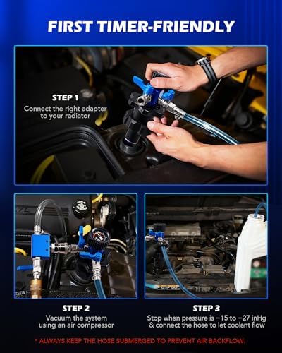 OMT Coolant Vacuum Refill Kit, Radiator Fill Tool With Dual-Movement Gauge