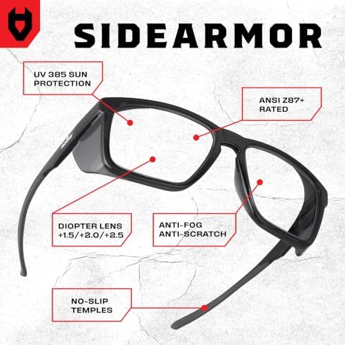 NoCry ANSI Z87.1 Safety Glasses with Readers 1.5 with Anti Fog & Anti Scratch Coating — Full Lens Safety Reading Glasses for Men & Women — Protective Eyewear with Side Shields and 100% UV Protection