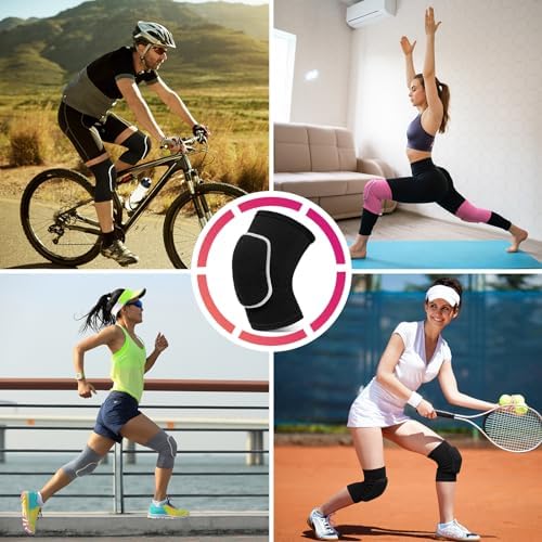 Volleyball Knee Pads,Knee Pads for Women,Men,Kids,Girls,Knee Brace for Basketball Volleyball Football Dance Yoga Tennis Running Cycling Workout Climbing (Black White, Medium)