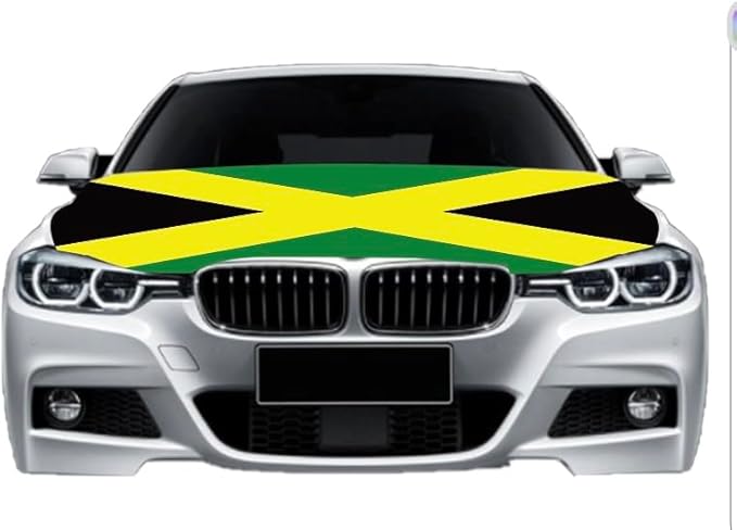 Car Hood Cover Country Flag Hood Cover Durable Weatherproof Universal Fit Car Cover for All Seasons Protection Custom Fit for Cars Trucks SUVs (Jamaica)