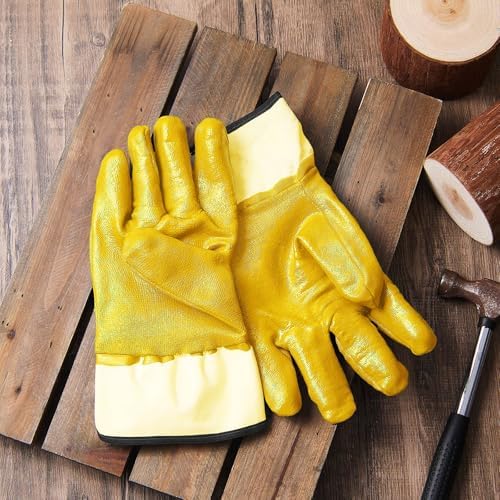 Teenyyou 5/10/15/20/25 Pair Nitrile Coated Oil Work Gloves