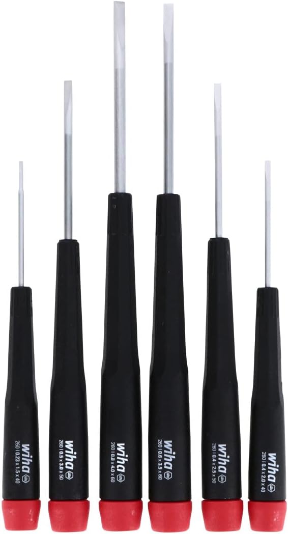 Wiha 26090 Precision Slotted Screwdriver with Precision Handle, 6 Piece Set, multi, one size