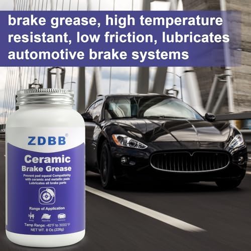 ZDBB Ceramic Brake Lubricant High Temp Caliper Pin Grease Synthetic Brake Lube Break Grease Automotive Squeak Stop Moisture Proof, Heat Resistant, Rust and Corrosion, 8oz Brush Top