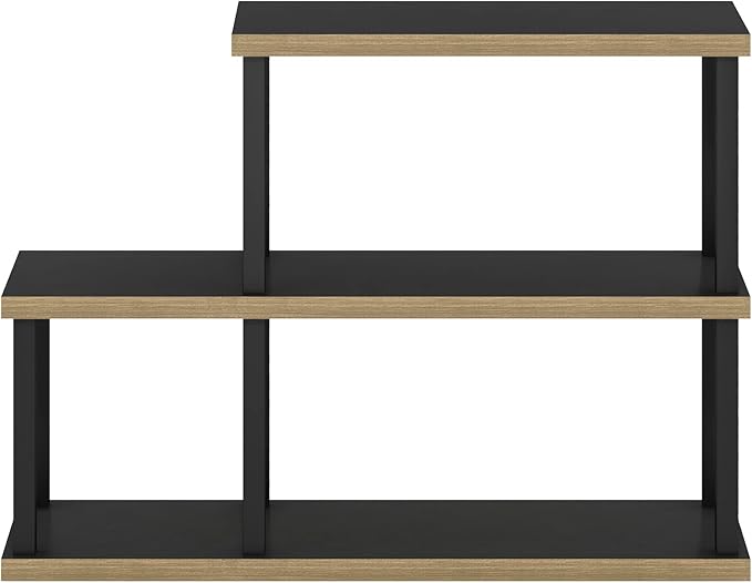 Furinno Turn-N-Tube No Tools Decorative Display Shelf, 3-Tier Ladder, Americano/Black