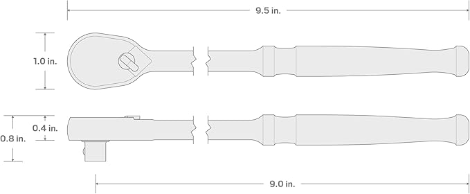 TEKTON 1/4 Inch Drive x 9 Inch Non-Quick-Release Long Ratchet | SRH01009