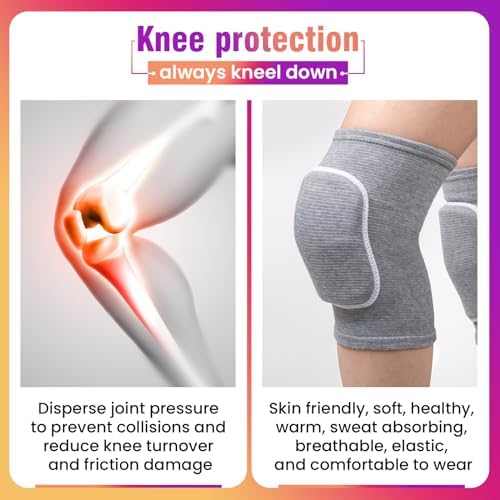 Volleyball Knee Pads,Knee Pads for Women,Men,Kids,Girls,Knee Brace for Basketball Volleyball Football Dance Yoga Tennis Running Cycling Workout Climbing (Gray, Large)