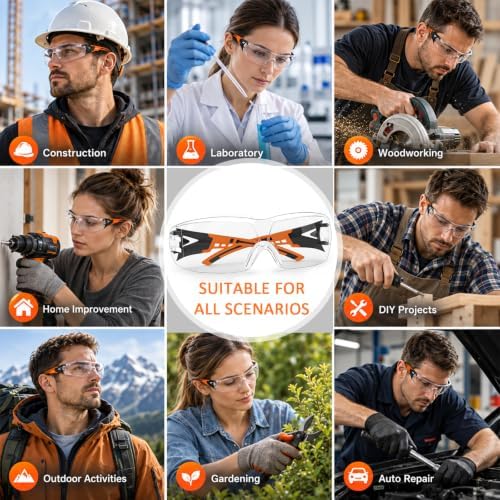 TBET 30 Pack Clear Safety Glasses Bulk, ANSI Z87.1& UV Protection Glasses