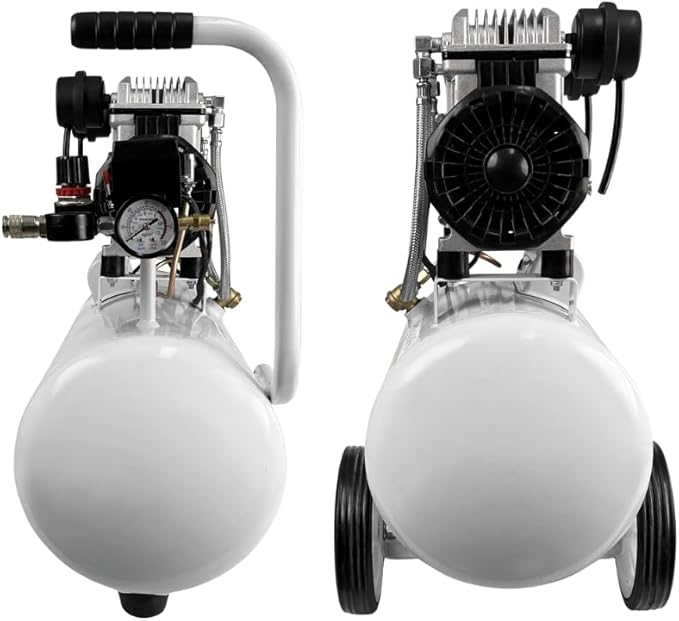 Portable 8 Gal Aluminum Tank Air Compressor, Rustproof, Lightweight at Only 37.5 Pounds, Efficiency Dual Air Intakes, Quiet Air Compressor, 68dB, Ideal for DIY, Home & Garage Applications