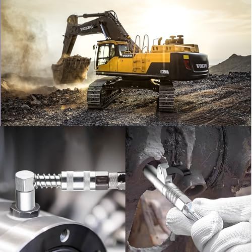GATTLELIC Grease Gun Tips Accessory 7PCS Kit,Includes Grease Needle Dispenser, 2pcs Grease Needle Nozzles, 90 Degree Grease Coupler Adapter with Sleeves, Coupler, 12 Inch Hose, Zerk Fitting Cleaner