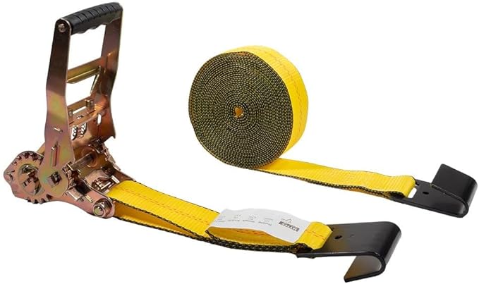 Mytee Products 8 Pack 4" x30' Self-Tensioning Ratchet Tie Down Straps with Flat Hooks - 5,400 Lbs WLL - Heavy Duty Tie Down Ratchet Straps for Flatbed, Truck, Trailers, Cargo, Pickup - Yellow