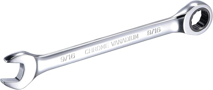 uxcell 9/16 Inch Ratcheting Combination Wrench SAE 72 Teeth 12 Point Ratchet Box Ended Spanner Tools, Cr-V
