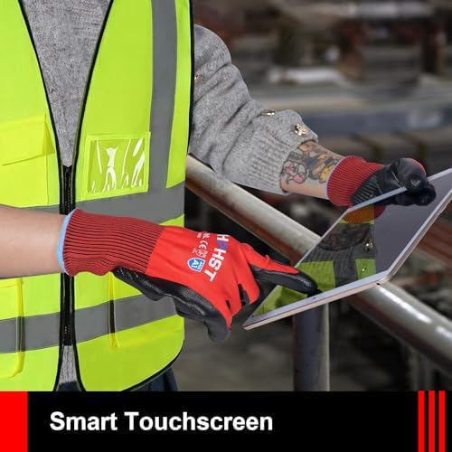 Work Gloves for Men-12 Pairs, Nitrile Coated Work Gloves with Grip, Touchscreen & Oil Resistant Gloves