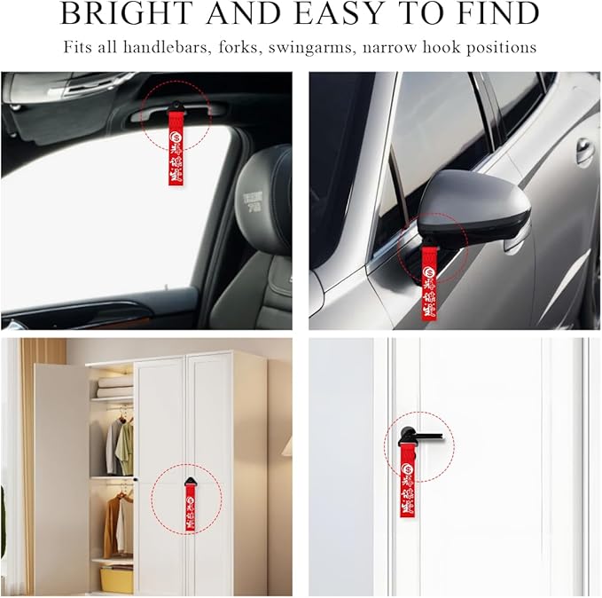 KVAEY Car JDM Tow Strap, Red Personalized Auto Racing Tow Strap with Chinese Slogan, Vehicle Decorative Traction Rope Fits Front and Rear Bumper, Universal Car Accessories (Style 5)