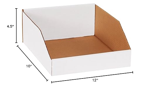 Box USA BBINMT1012 Open Top Bin Boxes, 10" x 12" x 4 1/2", Oyster White (Pack of 25)