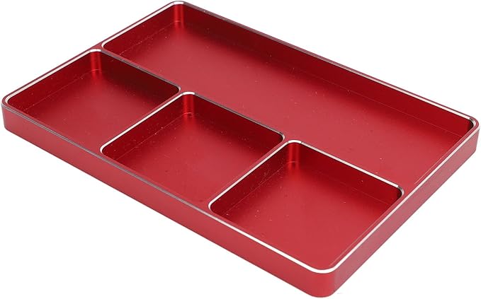 RC Screw Tray Aluminum Alloy Magnetic Design 4 Grids Repair Tool for RC Toy Repair, Electronic Repair Kit Tool Organizer