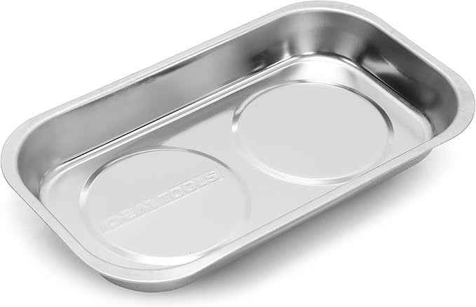 OEMTOOLS 25117C 5 Inch x 9 Inch Rectangular Magnetic Tray, Magnet Tool Holder, Heavy Duty Stainless Steel Construction, Tool Organizer Tray Securely Holds Small Parts and Fasteners