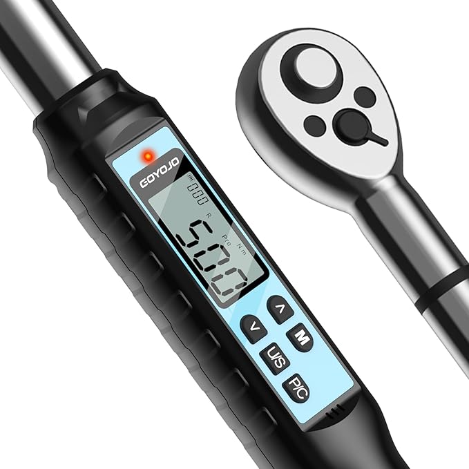 GOYOJO 3/4 Inch Digital Torque Wrench 11~369 ft-lb/15~500Nm, for Heavy Machinery, Construction Equipment & Industrial Assembly, with ±2% Accuracy, Vibration, Buzzer and LED Flash Notification