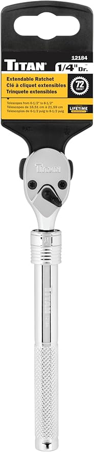 Titan 12184 1/4-Inch Drive x 6-1/2-Inch to 9-1/2-Inch 72-Tooth Extendable Ratchet
