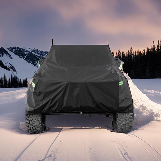 Waterproof Cover for Jeep Wrangler JK JL CJ YJ TJ 4 Door 1987-2026 Outdoor Sun Rain Wind Snow Protection Dustproof Covers with Driver Door Zipper Black