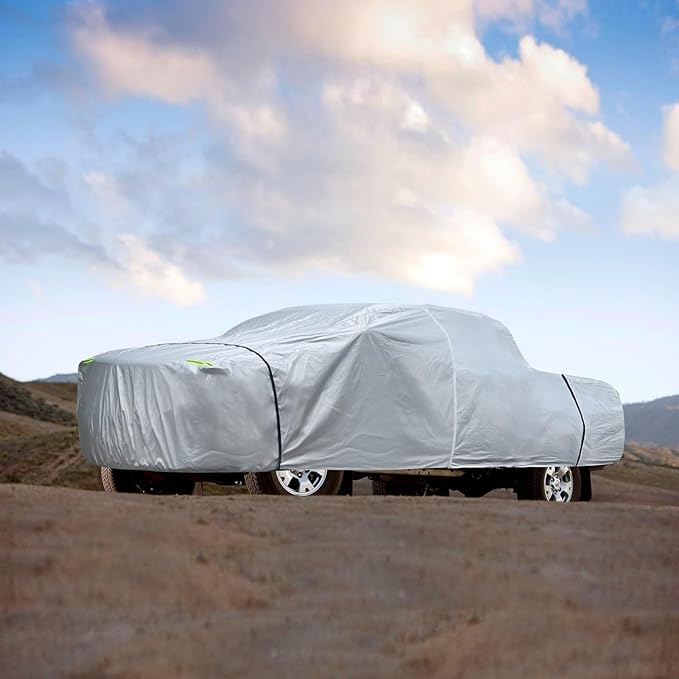 Truck Cover Waterproof All Weather, 6 Layers Pickup Cover Fit for Ford F150, Chevrolet Silverado, Gmc Sierra, Ram 1500, Tundra (T3 Fit Truck Length Up to 240 inch), Silver
