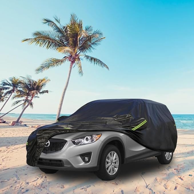KouKou Waterproof SUV Car Cover Suitable for Mazda CX-5 from 2012 to 2025, 7 Layers Windproof All Weather Waterproof Outdoor Cover Sun Rain UV Dust Snow Protection. Black