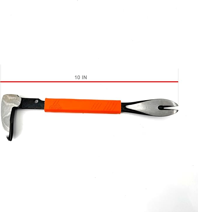 25-347 10'' Precision Nail Puller Cats Paw Pry Bar, Forged High Carbon Steel & Ergonomic Soft Grip, Crow Bar Tool for Prying, Scraping, Lifting, Pulling