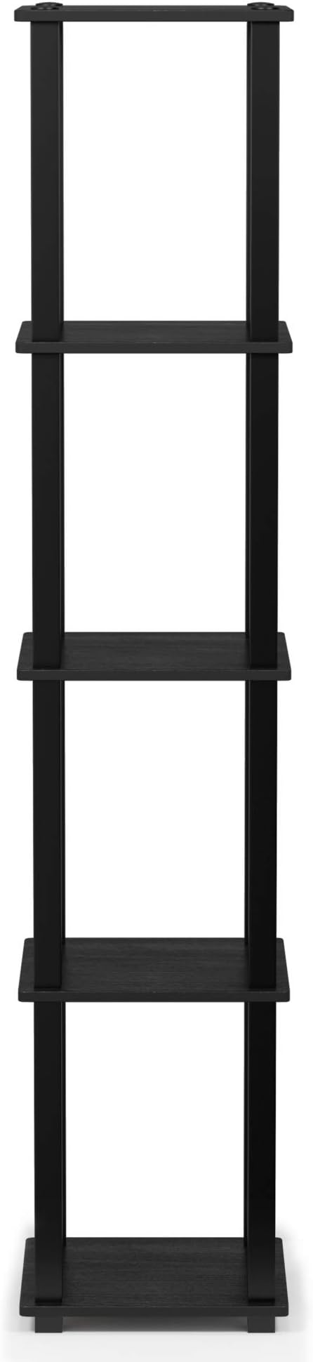 FURINNO Turn-S-Tube 5-Tier Corner Square Rack Display Shelf, Americano/Black