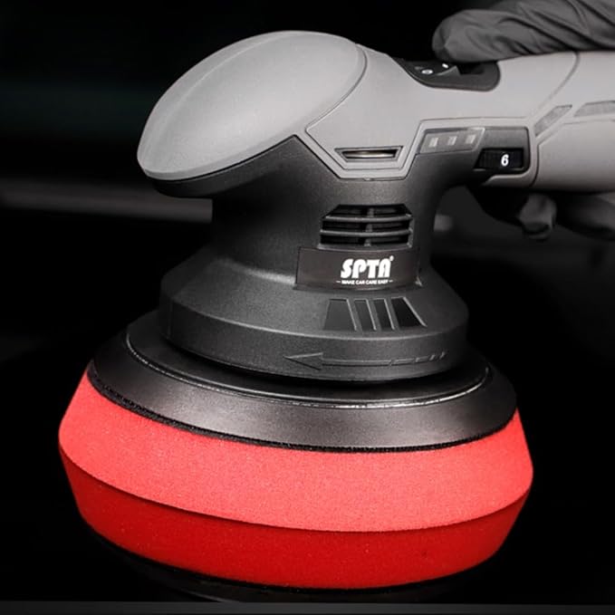 Red T10 Ultra-Fine Finishing Foam Polishing Pads, SPTA 1Pc 6.5 Inch Face for 6 Inch 150mm Backing Plate Compound Buffing Sponge Pads for Car Buffer Polisher Compounding, Polishing and Waxing -FPBFS6R