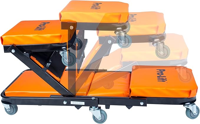 Pro-Lift Foldable Z Creeper - 2-in-1 Rolling Folding Car Creeper & Seat - 40" Adjustable Roller Garage Chair Lay Down or Sit, 450 LBS Capacity Under Car Roller Creeper with 6 Swivel Casters