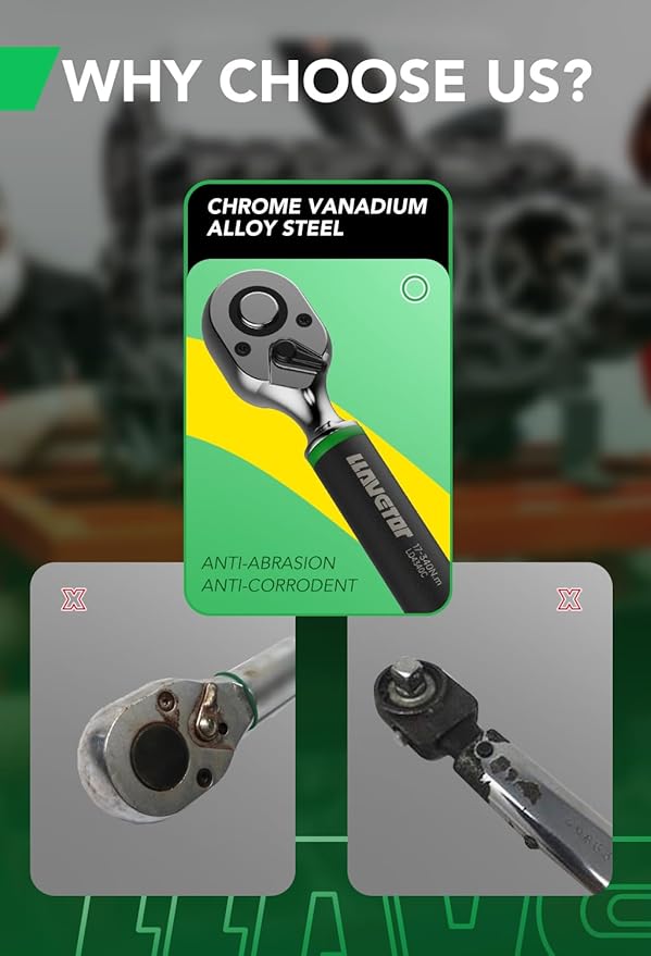 Digital Torque Wrench 1/2 Drive,12.54-250.8 ft-lbs, for Moto&Car Maintenance