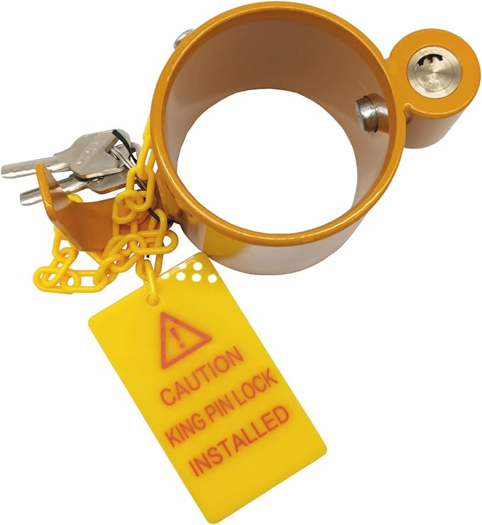 5th Wheel Heavy Duty Steel King Pin Lock Solid Steel Trailer King Pin Lock Anti Theft Replacement for RVs Container Trailers and Campers with Warning Tag