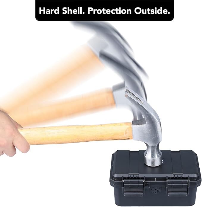 Lykus HC-1520 Mini Hard Case Dry Box with Foam Insert, Interior Size 5.8x3.3x2.7 in, IP66 Splash-Proof, Suitable for Cellphones, Tools, Small Devices and More