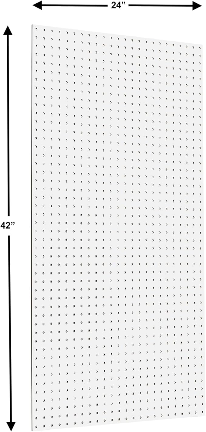 Triton Products High Density Fiberboard Pegboards with Mounting Hardware, 24" x 42" x 1/4", White (Set of 2)