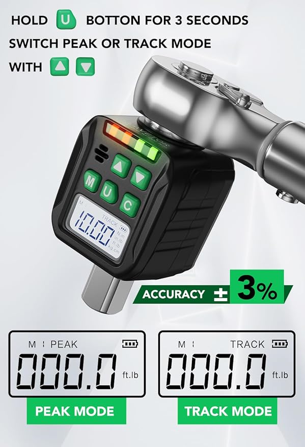 Digital Torque Wrench Adapter Set 1/2" Drive, Electric Wrenches, Snap on Digital Inch Pound Torque Wrench, 1/4", 3/8" Torque Adapter for Car, Motorcycle & Automotive