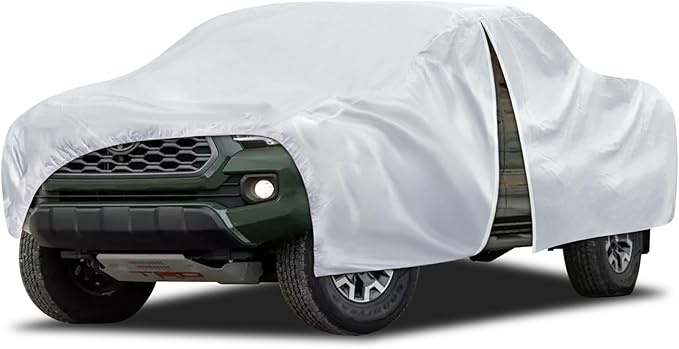 Truck Cover Waterproof All Weather, 6 Layers Pickup Cover Fit for Toyota Tacoma, Ford Ranger, Chevrolet Colorado, Nissan Frontier (T1 Fit Truck Length Up to 220 inch)