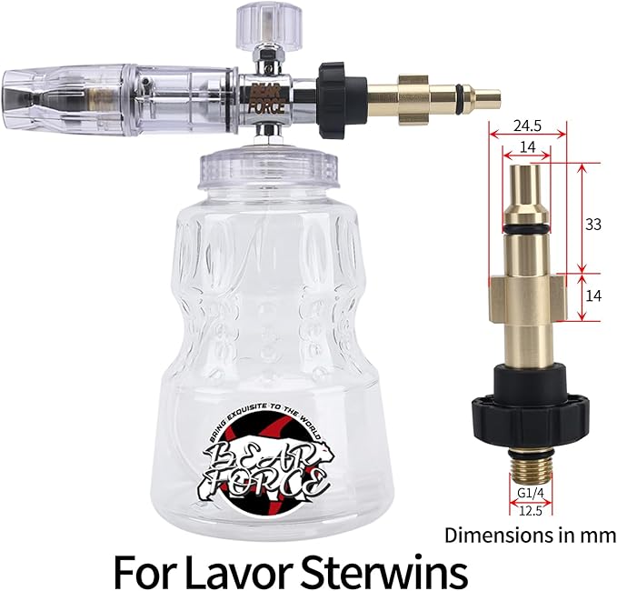 BEAR FORCE Pressure Washer Aluminium Foam Cannon Foam Generator Snow Foam Lance with 1.25mm & 1.10mm Orifice Nozzle for Lavor, for Sterwins, for Parkside Pressure Washer