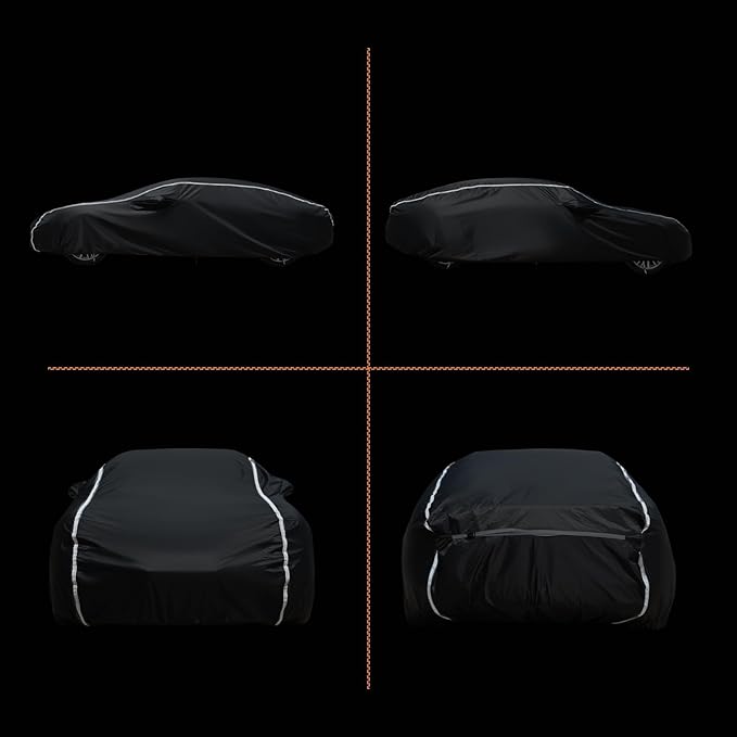 Car Cover Waterproof All Weather, Coverado Soft Cotton Backing Hail Protector Car Cover, Uv Storm Protection Full Exterior Covers with Invisible Mirror Pocket, Universal Fit Sport Car (167"-172")